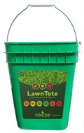 Green 'Lawn Tote' bucket with ArborTale branding on a white background